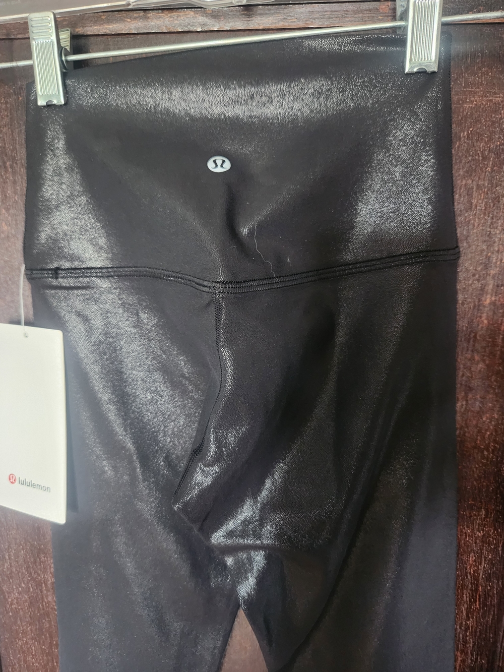 lululemon athletica Womens Black Shiny Leggings - High-Waisted